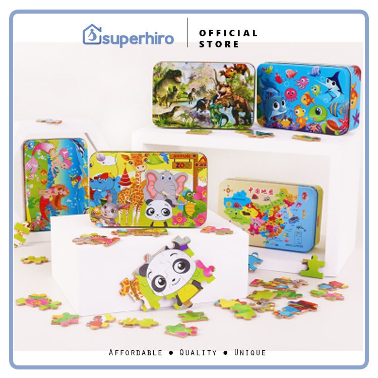 Fun Puzzle Mainan Anak 100 PC Dengan Box Wooden Kado Ulang Tahun