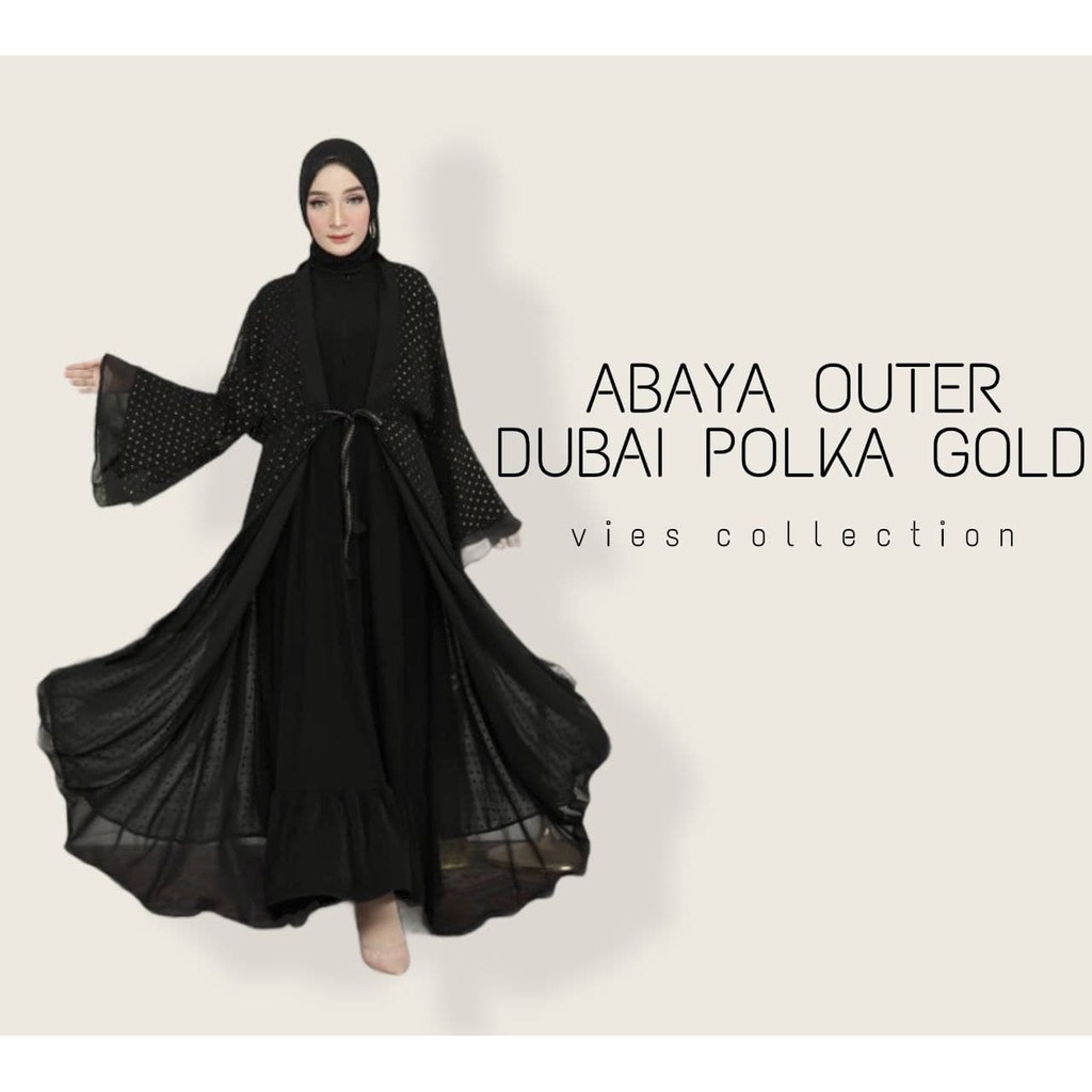 Basic Abaya Abaya Arab OUTER CARDIGAN POLKA GOLD DUBAI Abaya Busui Abaya Turkey