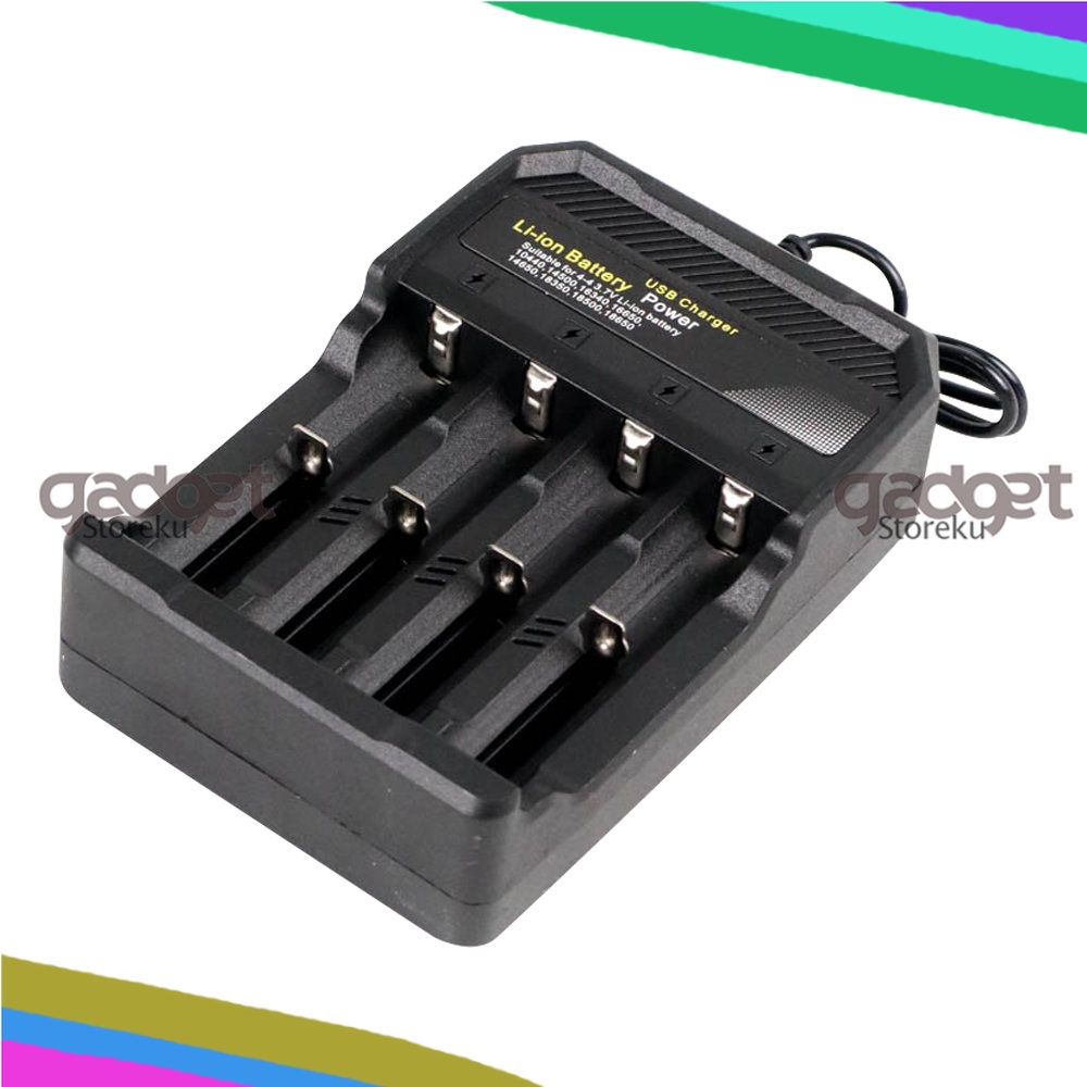 Charger Baterai 18650  USB Lithium 18650 4 Slot- Casan Batrei 18650 Original Taffware 4 Slot