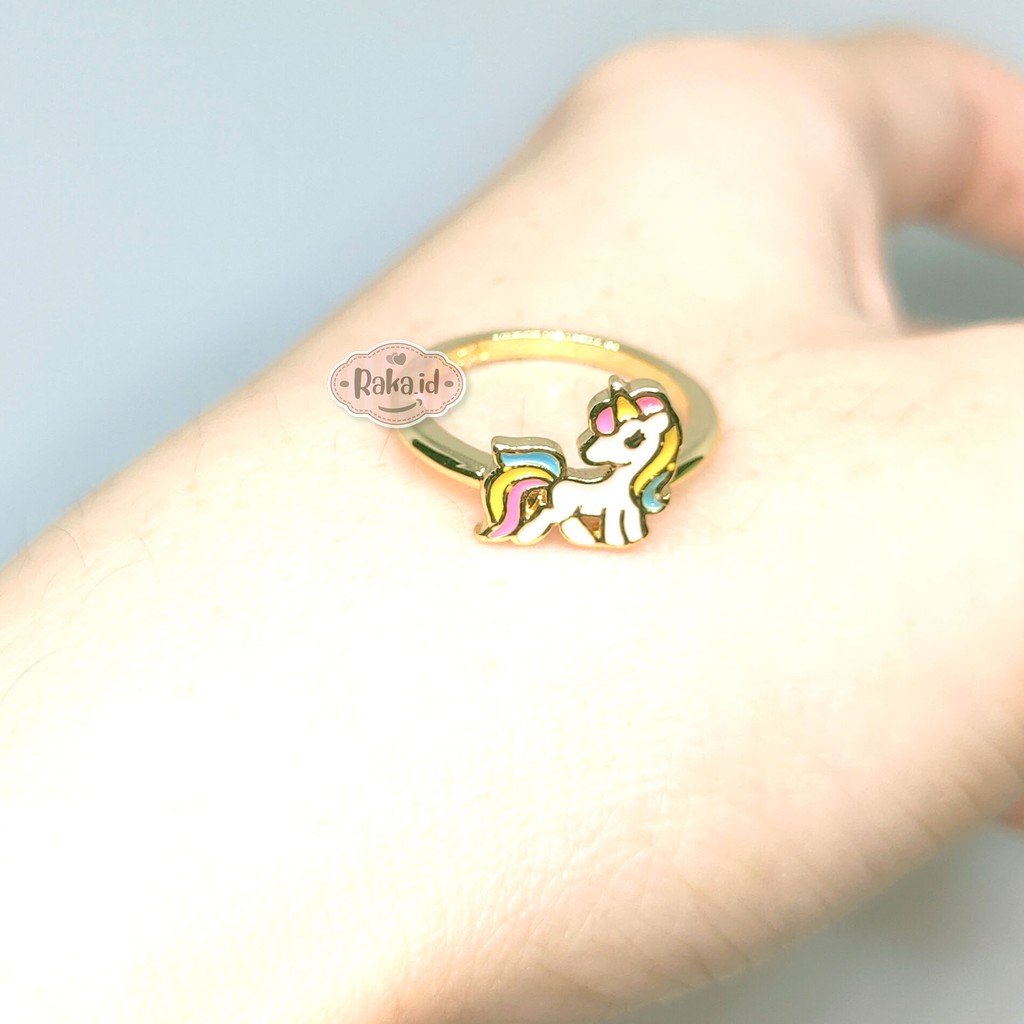 Cincin Anak Unicorn Pelangi Perhiasan Cantik Anak Lapis Emas 18k 703