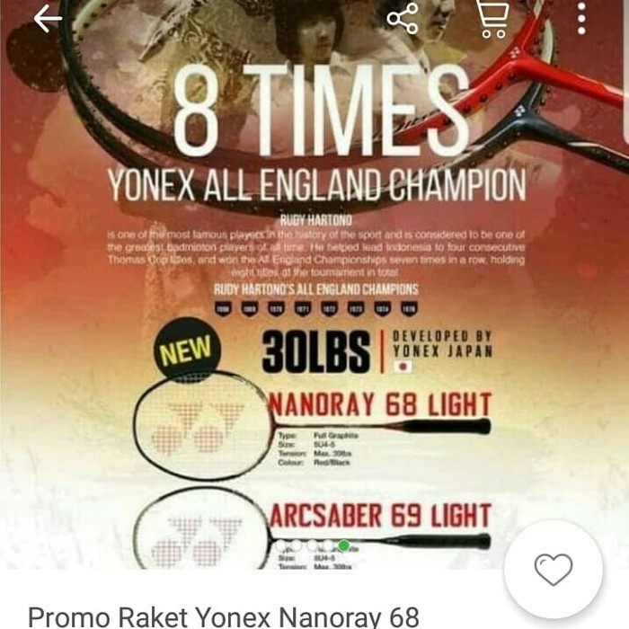 Promo PROMO YONEX NANORAY 68 LIGHT & ARCSABER 69 LIGHT BONUS KOMPLIT Murah