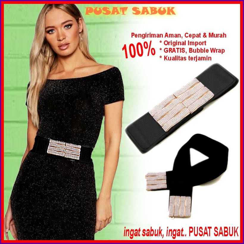 Gesper Fashion Sabuk Wanita Obi Ikat Pinggang Elastis Karet Women Belt Cewek Korea Oby kepang Besar