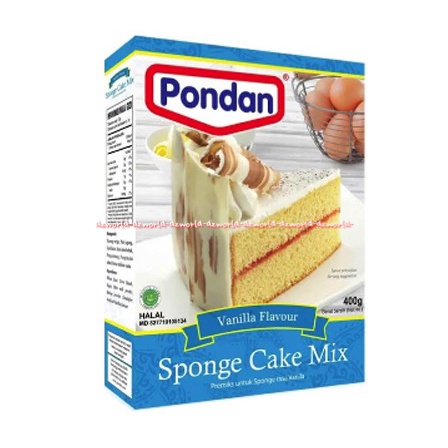 Pondan Sponge Cake Mix 400gr Rasa Vanilla Vanila Tepung Instan Membuat Kue Bolu Spon Kek Vanila Premiks Instan Pandan