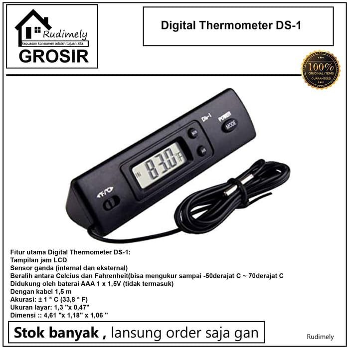 grosir Thermometer Portable ds-1 Pengukur suhu AC ruangan,kulkas,AC mobil