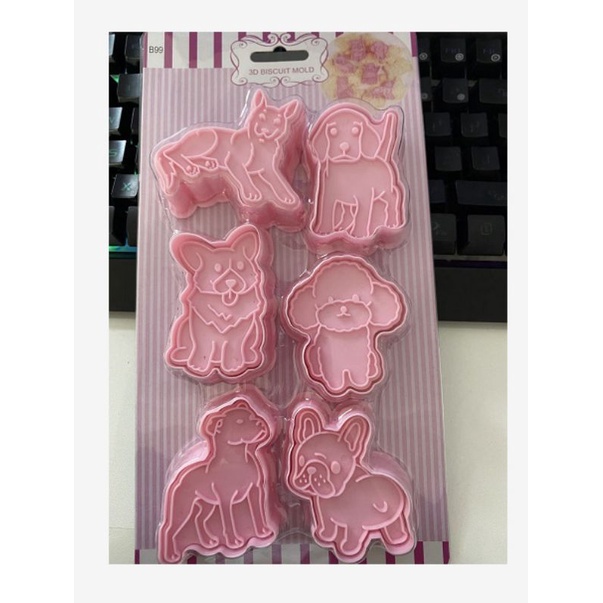 set 6pcs plastic cookie cutter / cetakan kue kering - blister pack