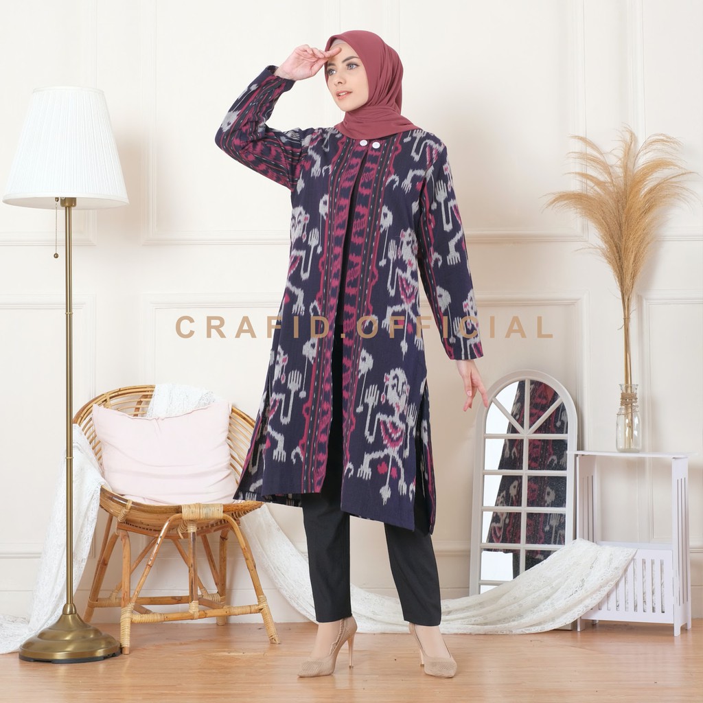 CRAFID HARA Long Cardigan Full Tenun 5 Motif