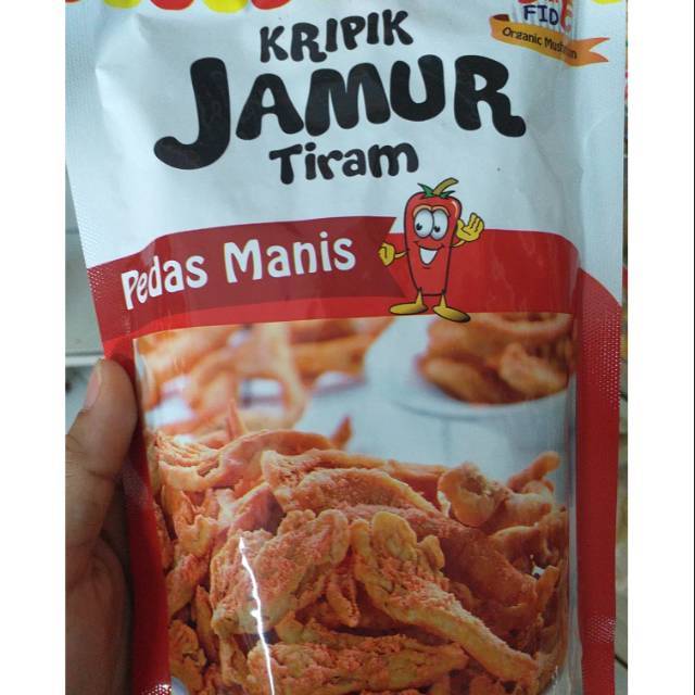 

Kripik jamur tiram rasa pedas manis