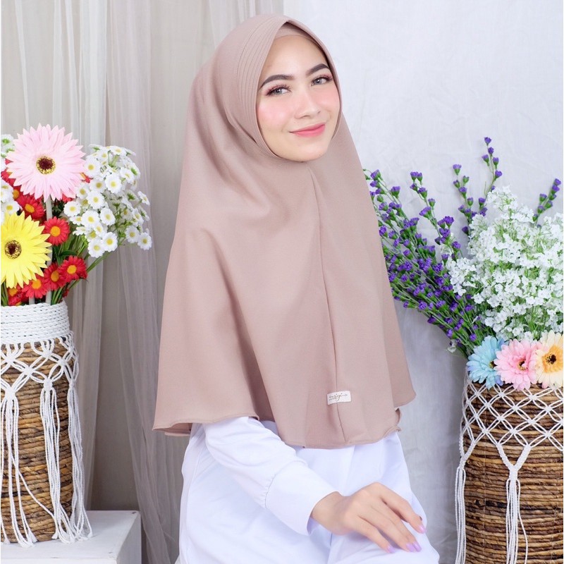 Jilbab / kerudung khimar pet polos bahan diamond size 175 x 75 cm