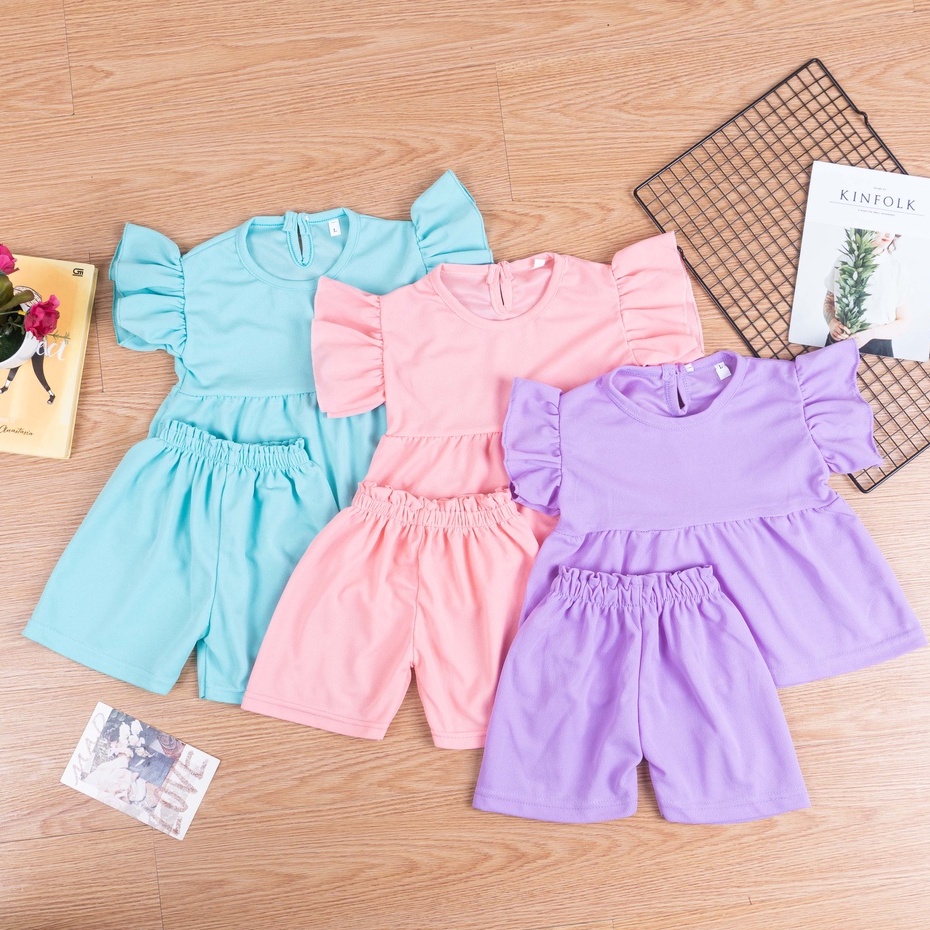 Set Baju Anak Perempuan Lucu / Set RUFFLE Bonia Anak Perempuan / Setelan Baju Anak Perempuan HARIAN MURAH MERIAH