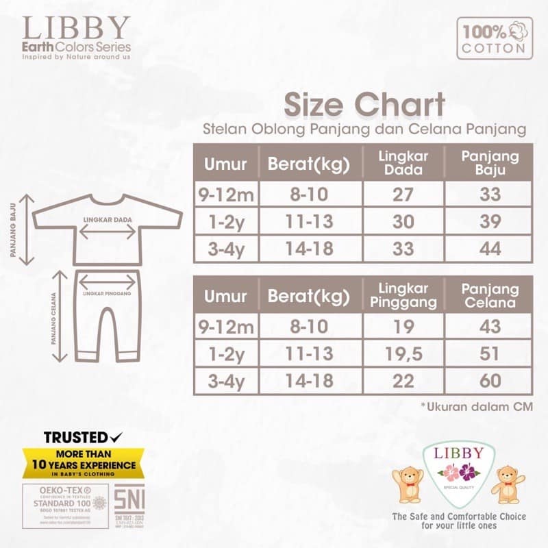 Libby Earth series New Comfy Set Warna Baru Kancing Depan Setelan Panjang Baju Bayi