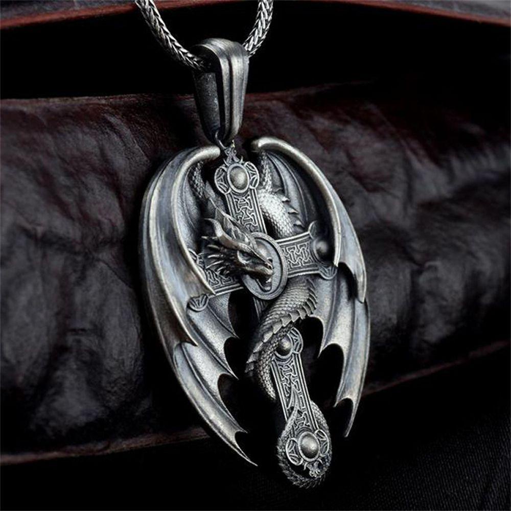 Lily Skull Pendant Rock Vintage Wing Death Twine Hip Hop Kalung