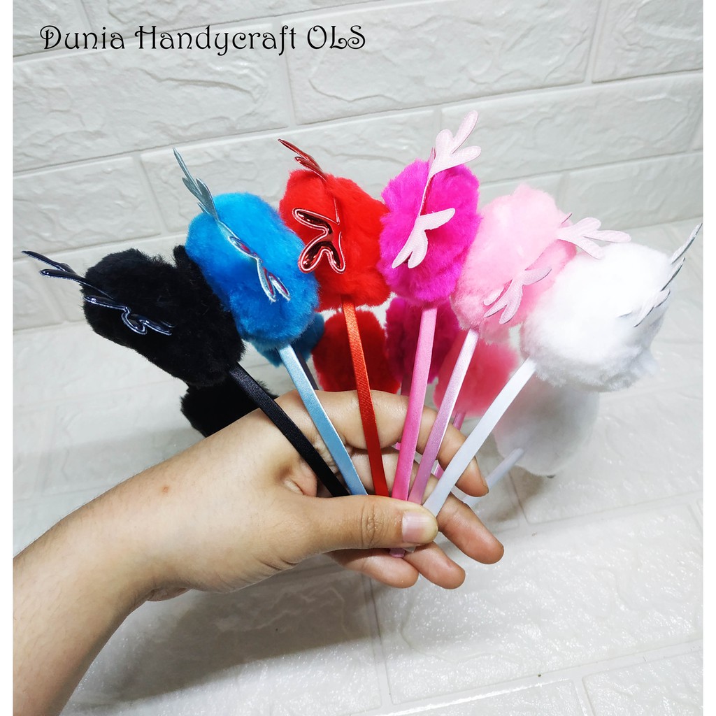 Bando Pom-Pom Tanduk Bando Lucu Pom Manis