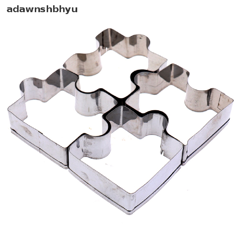 Adawnshbhyu 4pcs /set Kue Kering Bentuk Puzzle Stainless Steel Biskuit Cetakan Dessert Membuat Alat