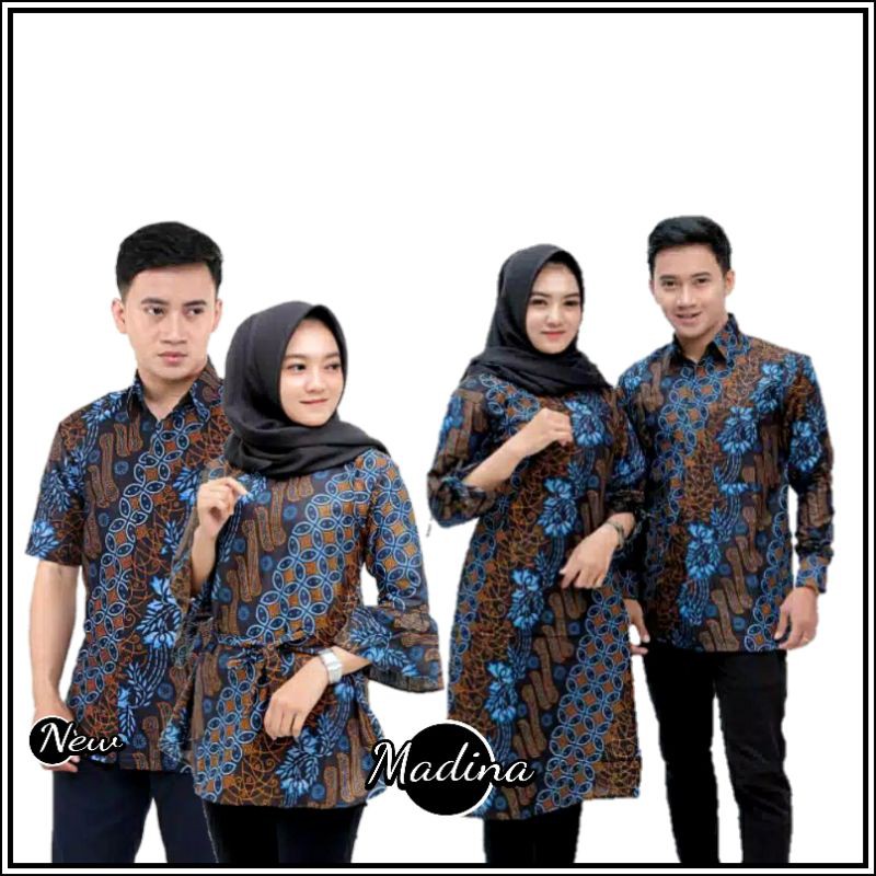 [12'12] BATIK COUPLE SENO BIRU KEMEJA KERJA PRIA WANITA BUTIKDIAN