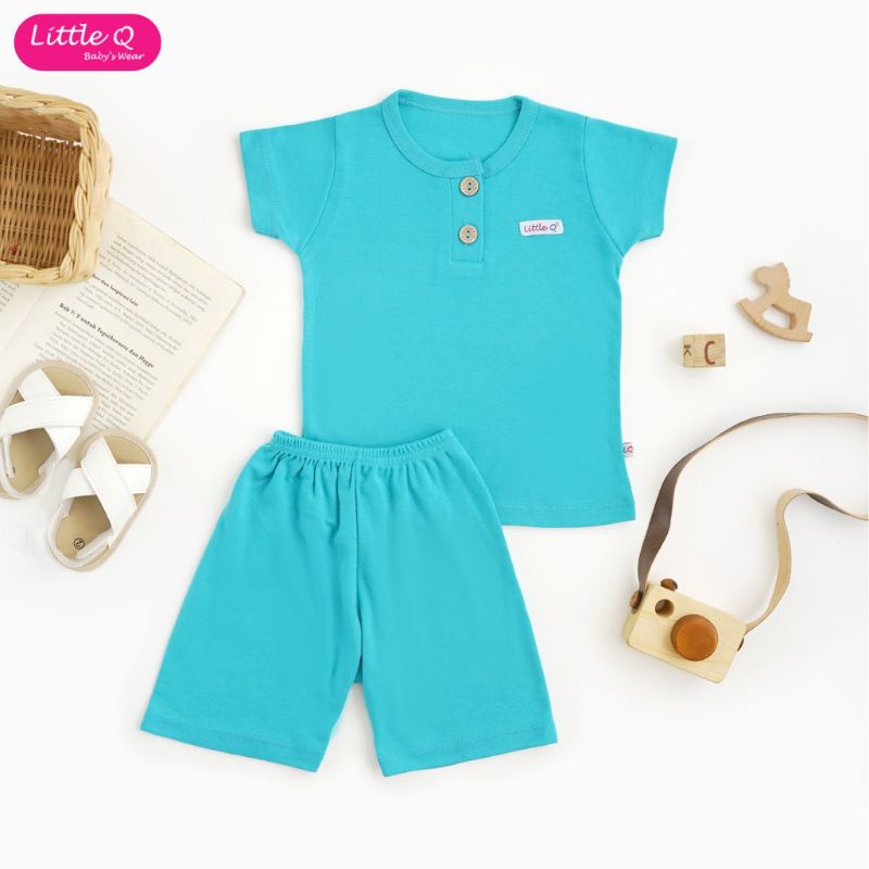 LITTLE Q 3 PASANG SETELAN BAYI UNISEX PENDEK CELANA 3/4 UKURAN NB S M L XL SNI SUPER HIGHT QUALITY