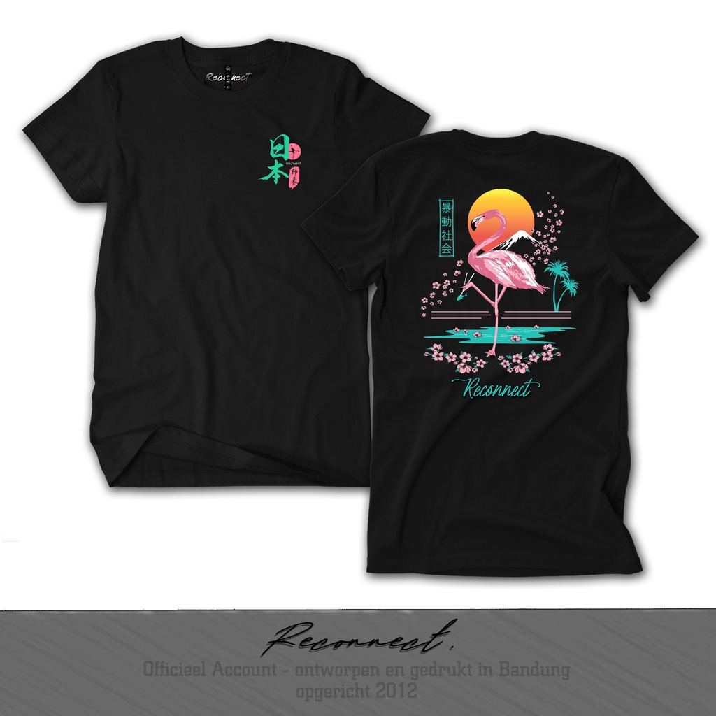 Reconnect Kaos Tropical Flamingo X Riot Society - Gratis Tambah Nama - Kaos Distro Unisex Anak &amp; Dewasa