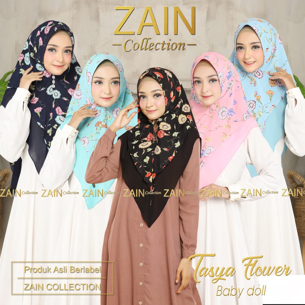 ZAIN COLLECTION JILBAB INSTAN KHIMAR 2LAYER POLOS MOTIF FLOWER TASYA SERIES