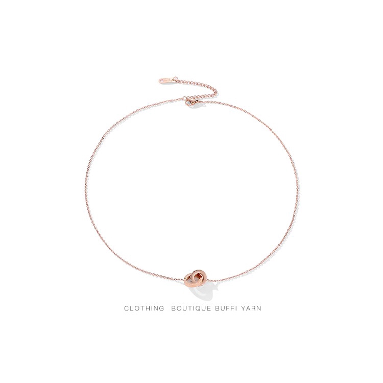 Kalung Titanium Steel Warna Rose Gold dengan Liontin Angka Romawi untuk Wanita