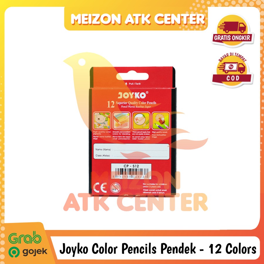 GROSIR Pensil Warna Joyko Kecil CP S12 Pencil Color CPS12 Pendek [ 1 SET ]-1