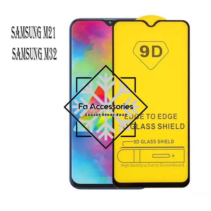 FA tempered Glass 5D Full Lem SAMSUNG M21 M32 HITAM SCREEN GUARD protector full screen 5d 9d