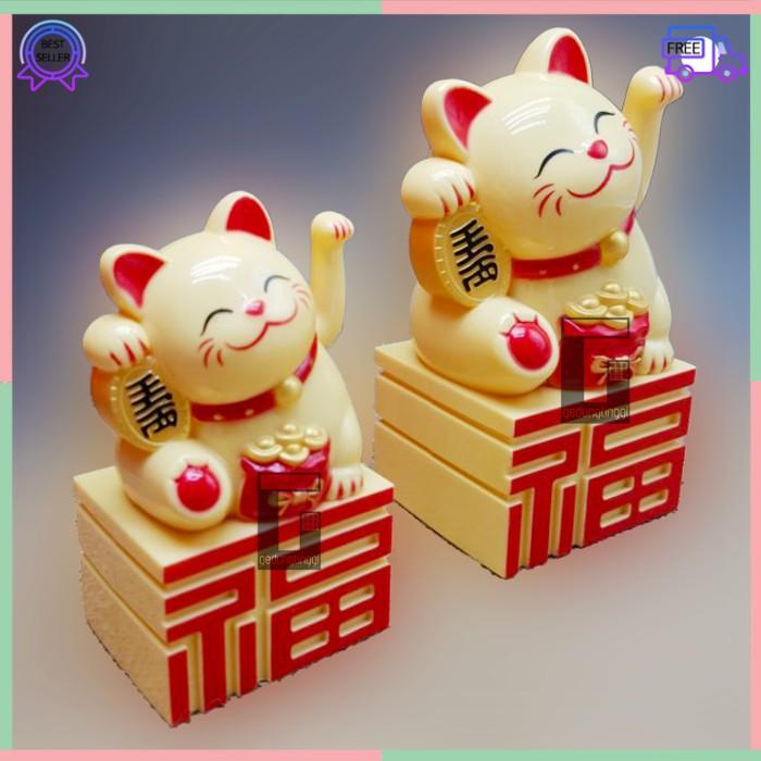 Patung Boneka Kucing Hoki Lucky Cat Maneki Neko Rejeki Jepang China 061