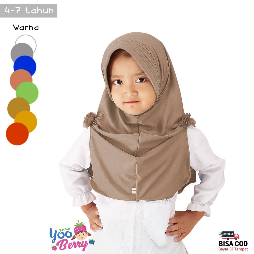 YooBerry Hijab Instan GROSIR Jilbab Anak Akasia Twin Flower Pita 4-7 Tahun Berry Mart