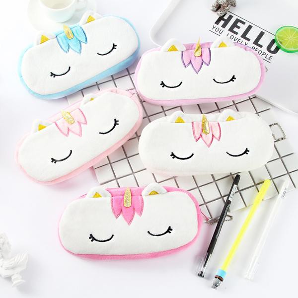 

Kotak pensil bahan plush model unicorn lucu