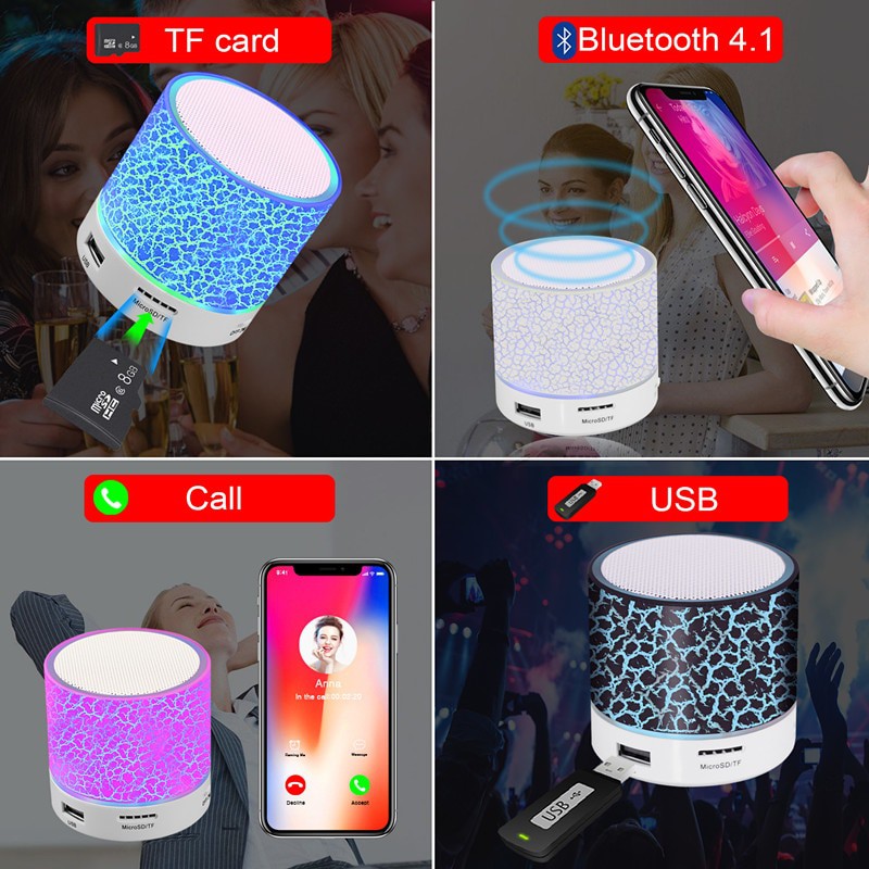 Speaker Bluetooth Model Retak / Speaker Portable S10 / Speaker Mini Wireless Led Lampu