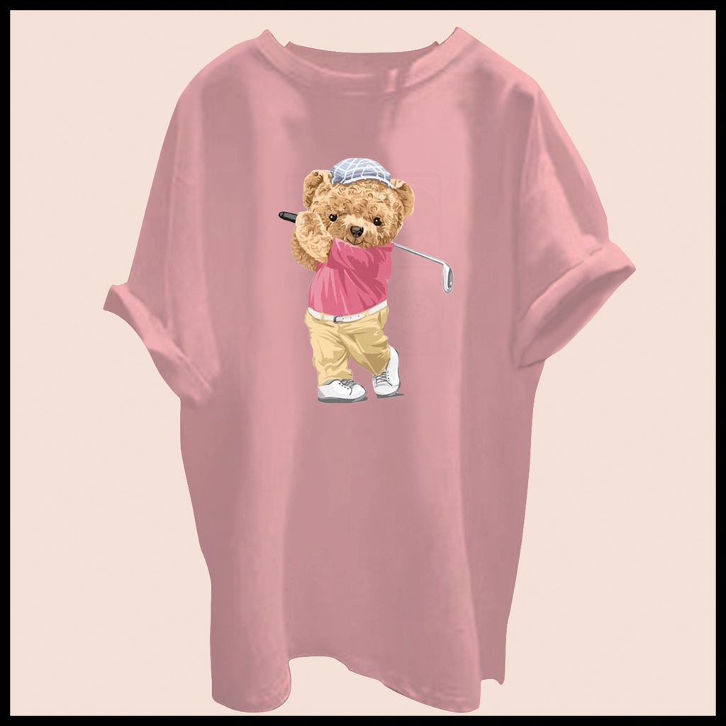 CALVIERO SHOP - BAJU KAOS ATASAN WANITA BEAR GOLF PRINT