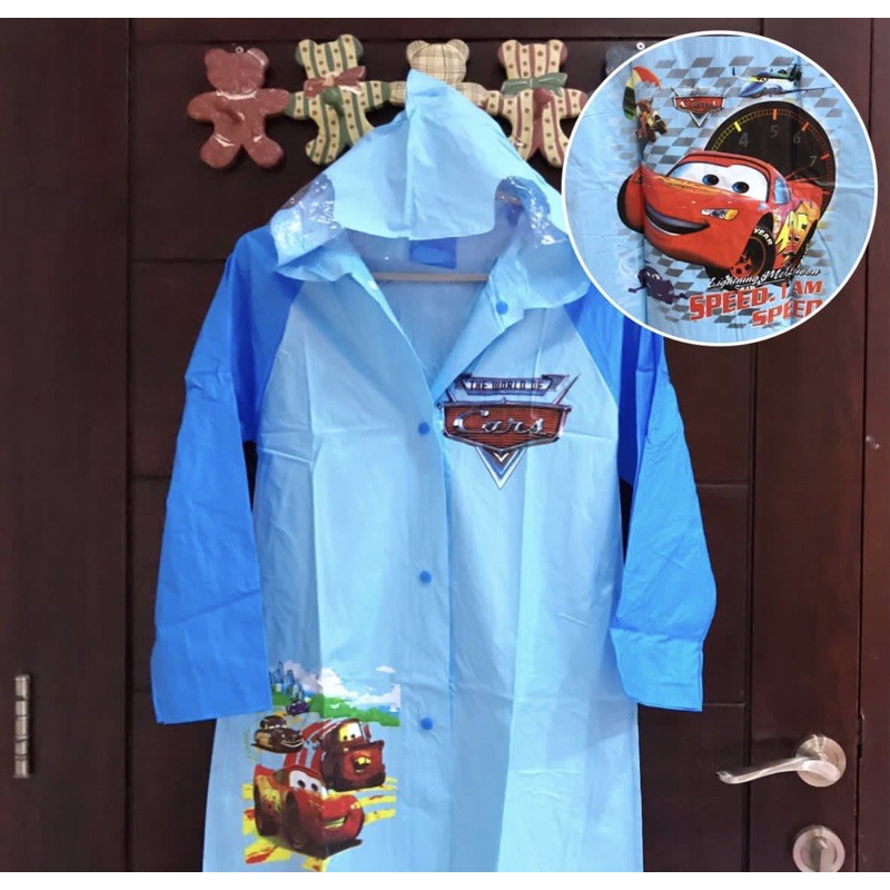 jas hujan rain coat plastik terusan anak small size karakter anak disney princess frozen cars