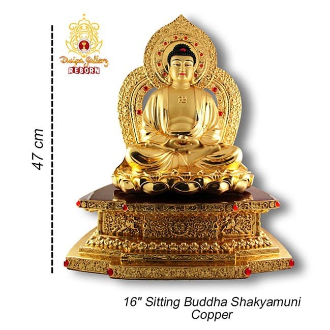 Rupang Patung Buddha Sakyamuni Se Cia Mo Ni Fo + Throne 16&quot;