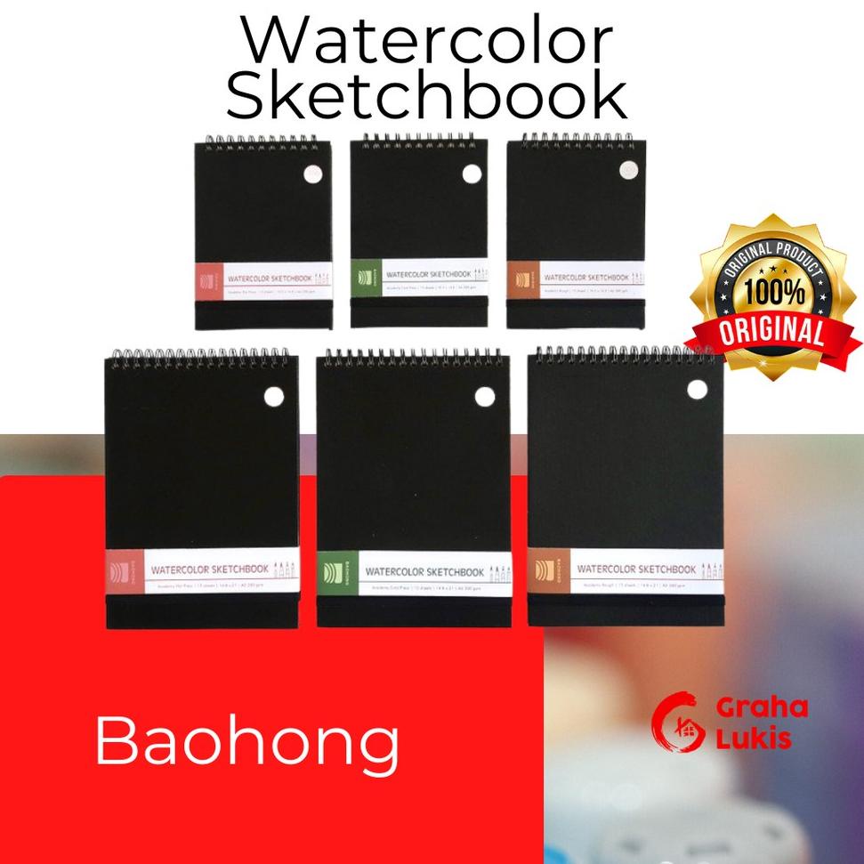 

Bestseller | V0WEQ Baohong Watercolor Sketchbook Academy Spiral Cotton 300gsm //Stok Banyak