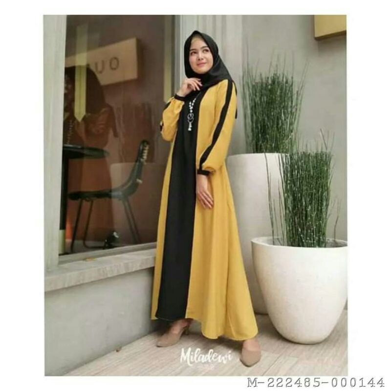 BAJU MUSLIM WANITA DELUXE MOSSCREPE Variasi：pich, biru telor asin, mocca, Kuning