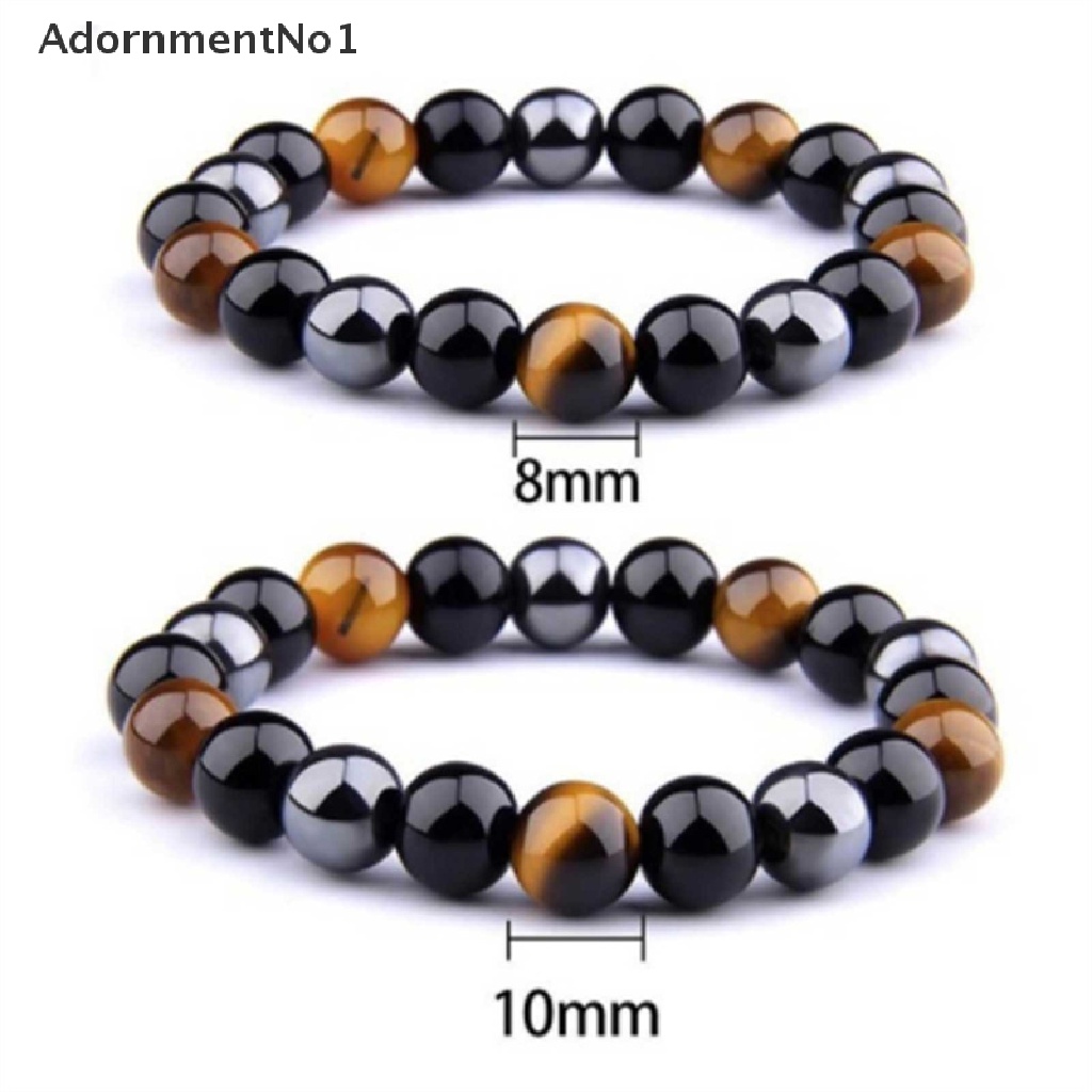 (AdornmentNo1) Gelang Manik Batu Hematite Tiger Eye Hitam Untuk Pria / Wanita