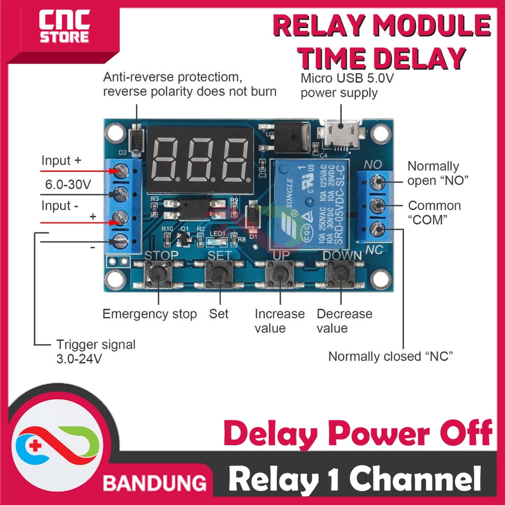 RELAY TIMER DISPLAY MODULE 1 CHANNEL DELAY POWER OFF