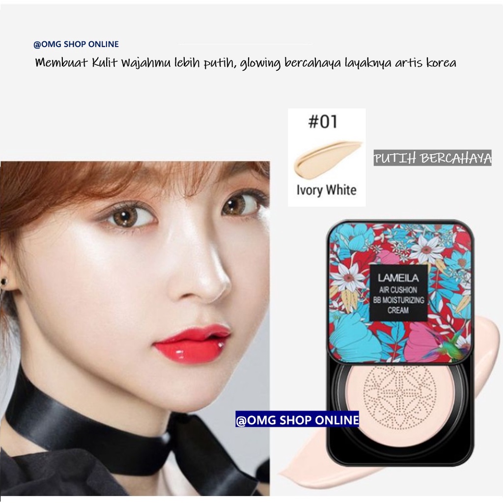 [NEW] Lameila Air Cushion BB Moisturizing Cream 5059 Waterproof ORIGINAL / Bedak Glowing Tahan Lama Anti Air Anti Luntur Korea / BB Cream Lameila Cushion Glowing Waterproof Powder Foundation Bedak Pemutih Wajah Glowing BEAUTY CREAM Bedak Basah Bedak Padat