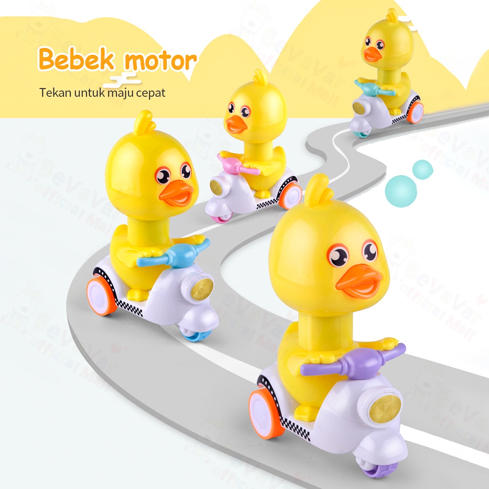 BEVAVAR Mainan Anak Bebek Motor Lucu Mainan Mobil Motor Bentuk Bebek