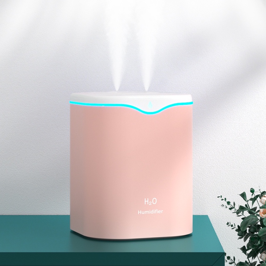 Moi 2000ML H2O Humidifier Diffuser Aromaterapi Air Purifier-Double-Pink