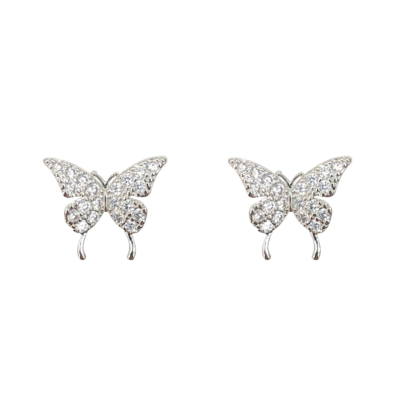 Wan Wan super beautiful Super Flash exquisite butterfly earrings small fashion earrings elegant Internet celebrity same style