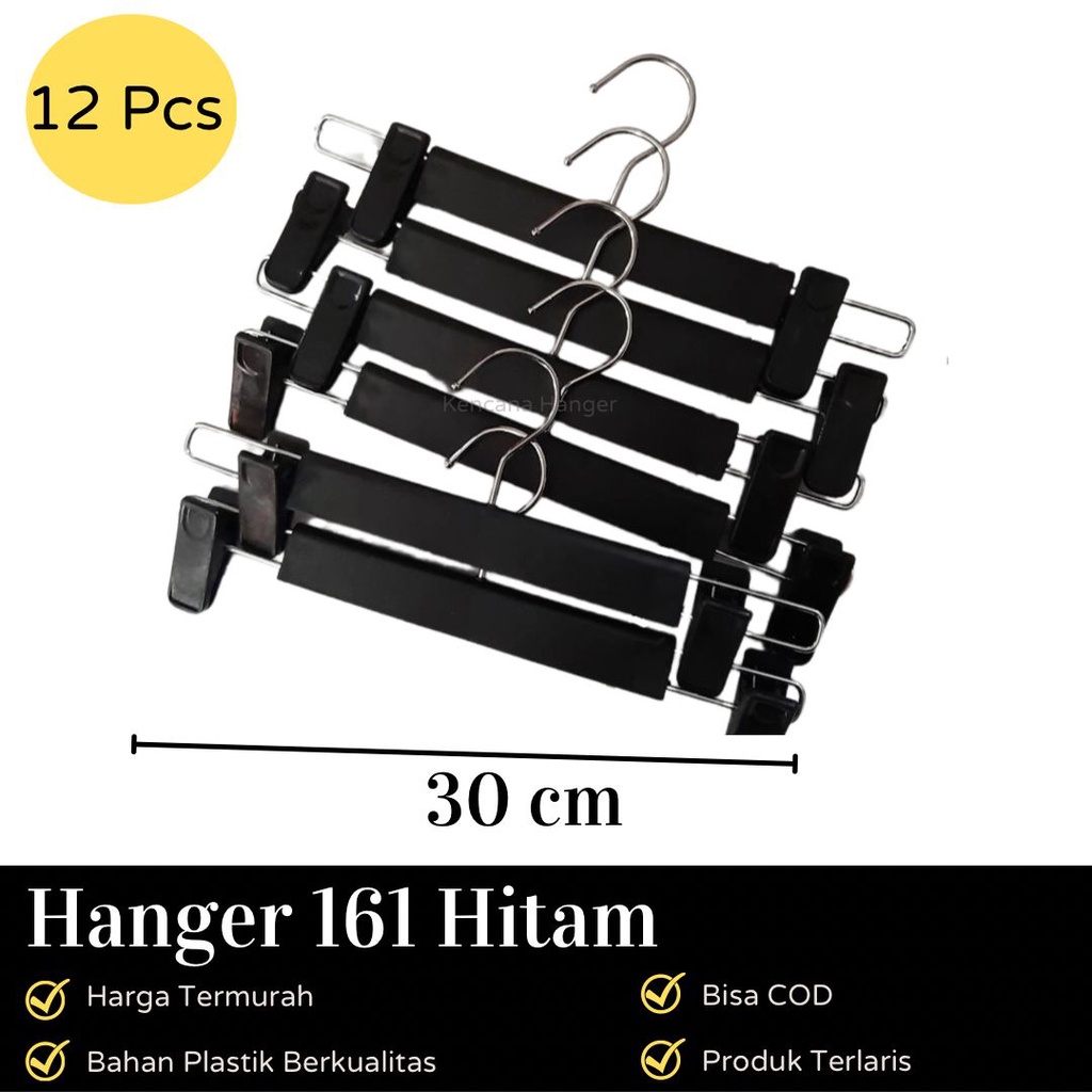 Jual Hanger Jepit Celana Rok Besi Plastik Hitam Display Gantungan Hanger Jepitan Bh