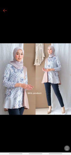 Tey-17 Batik Wanita Asj Sa Hrb026 Kenongo Kemeja Tosca Pendek