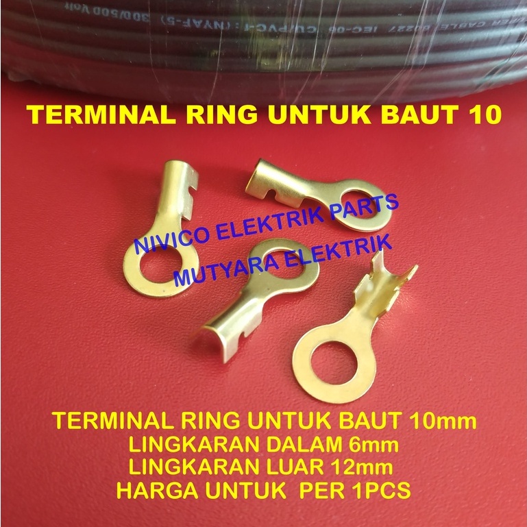Skun Ring 6mm untuk Baut 10mm/ Terminal Skun Massa Ring Baut 10/ Skun Ring Baut 10mm