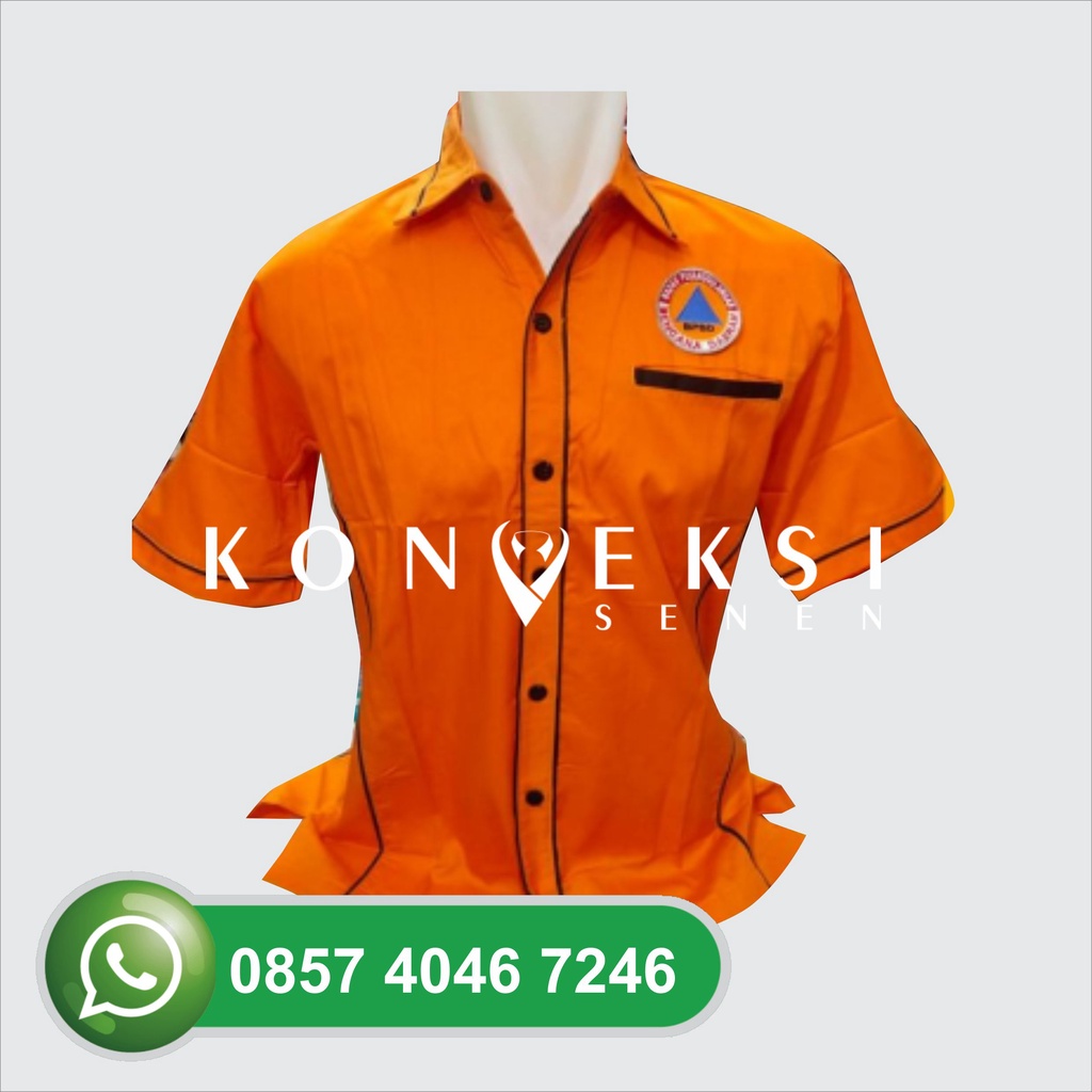 Kemeja BPBD | Baju BPBD | Seragam BPBD Full Bordir Lengan Pendek TERBARU