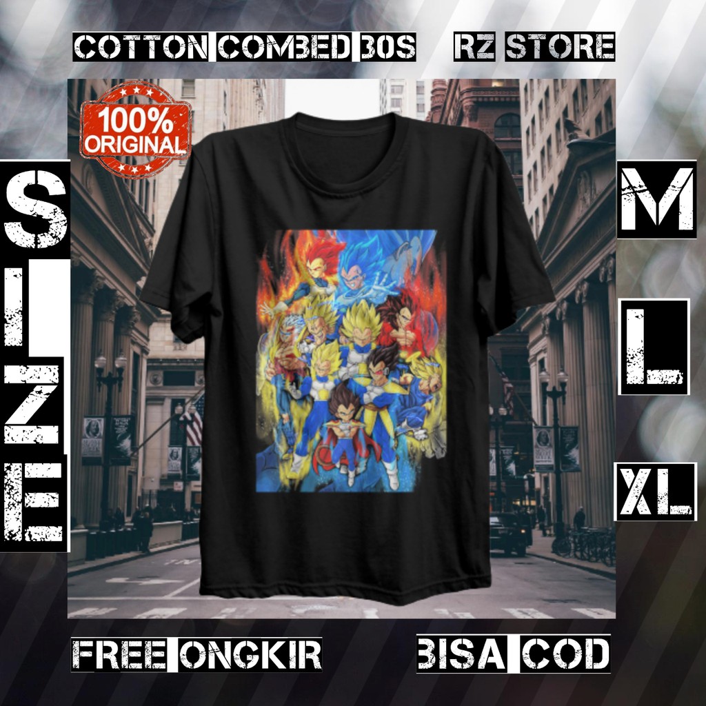 KAOS PRIA T SHIRT KAOS DISTRO PRIA KAOS ANIME THE EVOLUTION OF VEGETA ORIGINAL DTG PREMIUM 30S