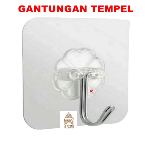 Gantungan Tempel Transparan Kuat - Cocok untuk Baju Peralatan Dapur dll