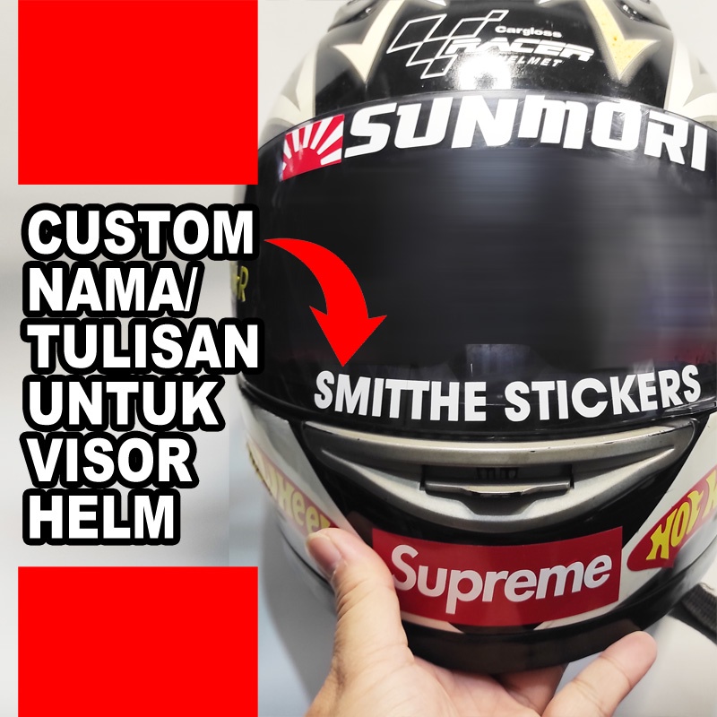 Stiker Custom Nama Tulisan untuk Visor Helm Motor Cutting Sticker