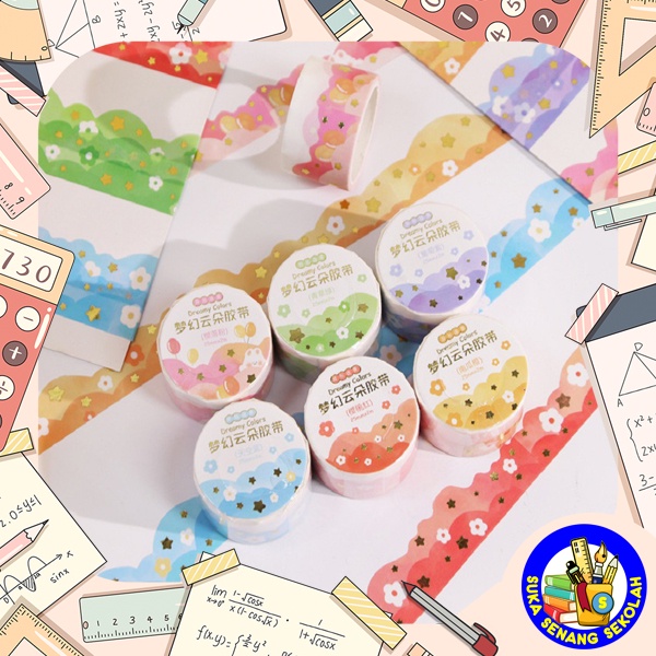 2 Pcs Diary / Washi Tape Decorative Motif Bintang RANDOM 2,5Cm X 2M AT0108