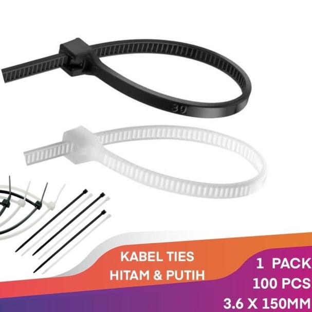 

✼ KABEL TIES 15 CM 3.6 X 150MM CABLE TIE TIS KABEL NYLON PENGIKAT - Hitam ♣