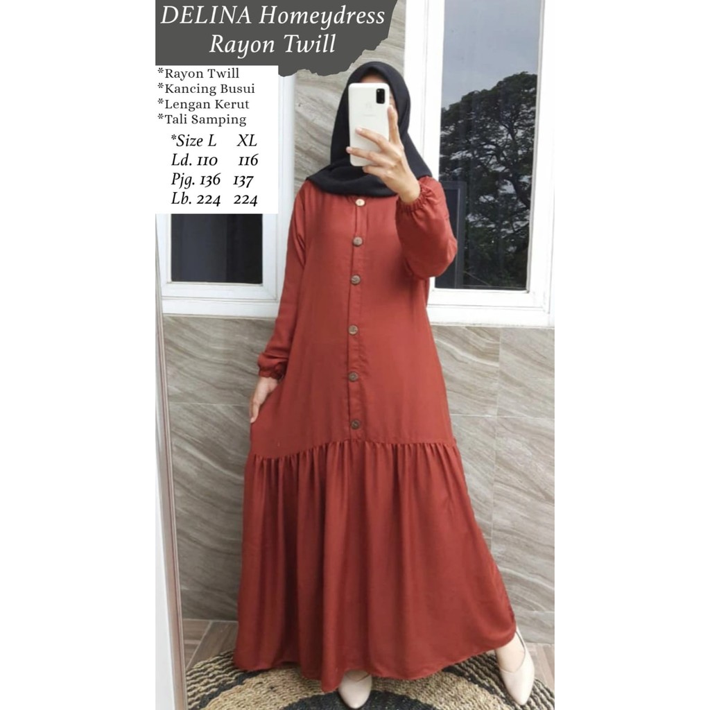 Gamis Rayon Twill  Polos Kancing / Gamis Kancing Susun