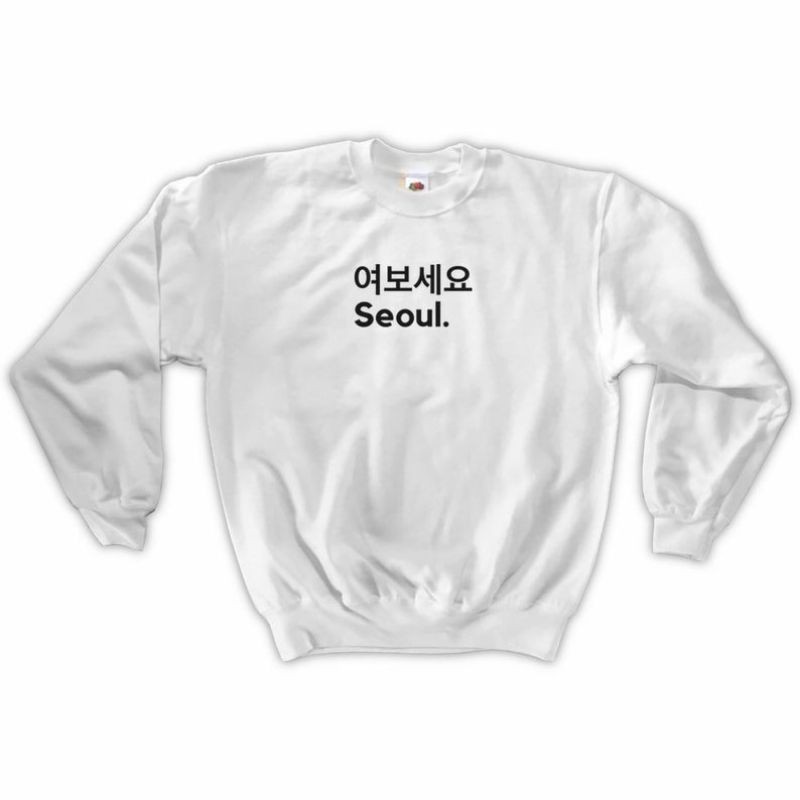 S - XXXXXL(6XL) Crewneck HELLO SEOUL Hangeul Hangul BIGSIZE Sweater Oblong Jumbo OVERSIZE Unisex